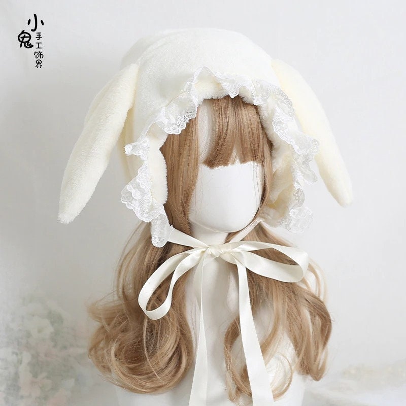 Gothic Lolita Rabbit-Ear Ribbon Frill Boa Parka