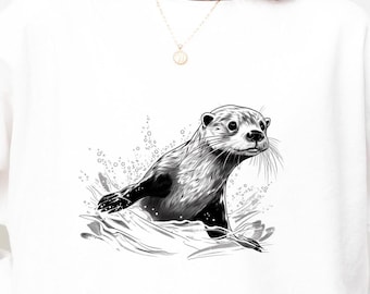 Sweatshirt met otter, trui met dierenprint, schattig otterontwerp, grappige trui, unisex hoodie