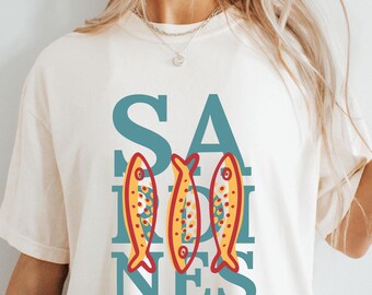 Sardines Graphic Tee Ocean Inspired Style Tshirt Hipster Sardine Lover Gift Trendy Tin Fish Shirt  Anchovies Top Downtown Girl Tee Plus Size