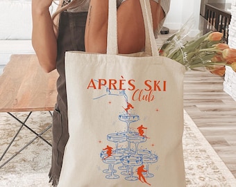 Apres Ski Tote Bag  Aesthetic Tote Bag Apres Ski Skiing Gifts Old Money Aesthetic Ski Gifts