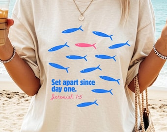 Jeremías 1:5: Colores de confort, ropa de calle cristiana vintage, camisa religiosa de amor como Jesús, ropa inspiradora, versículo bíblico elegido