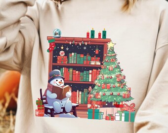 Christmas Reading Sweatshirt Library Tee Book Lover Sweater Bookworm Christmas Sweater Christmas Book Tree Sweatshirt Book Lovers Christmas