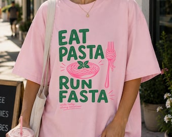 Eat Pasta Run Pasta T-Shirt Boho Quote Minimalist Shirt for Runners Gift for Joggers Fitness Lover Wellness Swag Self Care Club Running Swag