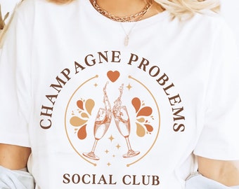 Champagne Problems Social Club Shirt Champagne Problems Shirt Concert Old Money Aesthetic Comfort Colors Clean Plus Sizing