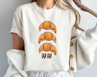 Croissant Shirt, Paris Tee, French Food Lover T-Shirt, Bakery Gifts, Breakfast Club Top, Old Money Aesthetic, Plus Size, Comfort Colors
