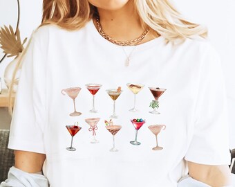 Martinis Party Christmas Shirt Espresso Martini Shirt Holiday Spirits Shirt Christmas Party Gift Gift for Cocktail Lovers Comfort Colors Tee