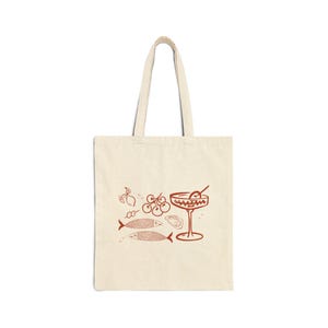 Sardines Tote Bag, Fish Aesthetic Gift, Canvas Market Shopper, Dirty Martini Brine, Oysters Tomato, Downtown Girl image 2