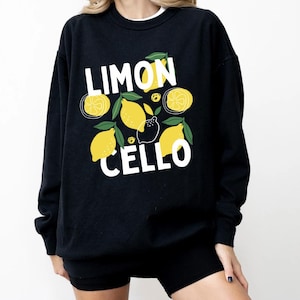 May include: Black sweatshirt with a white graphic of lemons and the text "LIMONCELLO".