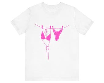 Neon Bikini Bra Top Shirt Beach Tee Ocean Lover Tshirt Summer Trip Tee Preppy Coastal Neon Bikini Bra Top Comfort Colors Shirt TShirt