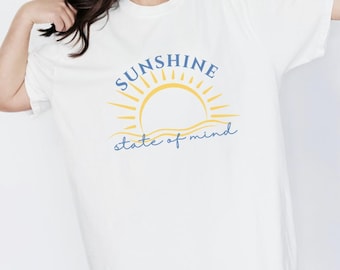 Sunshine Coastal Oversized T-shirt Coastal Beach Summertime Comfort Colors Graphic Shirt Trendy Girls Shirt Beach Shirt Clean Girl Aesthetic
