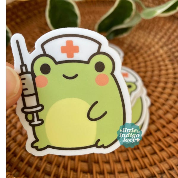Cute Frog Nurse Sticker, Funny Nursing sticker, Nursing student sticker for Laptop, Pediatric Nurse Sticker, Picu Sticker, School Nurse Gift