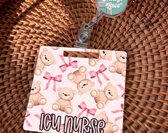 Valentines Bear Xray Badge Buddy Holder, Gift for Registered Nurse, NICU Nurse Badge, Pediatric Unit Badge Backer, Ped RN CCMA