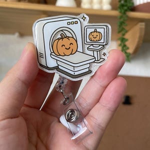 Halloween Rad Tech Badge Reel MRI Badge Reel Pumpkin CT tech badge reel Xray badge reel X-ray tech Radiology Technologist Catscan Badge Reel
