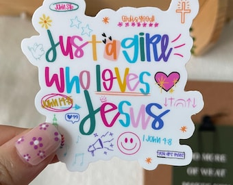 Cute Christian Stickers, Waterproof sticker for Bible, Jesus Sticker, Faith Scripture, Just a girl who Loves Jesus for Laptop Tumbler