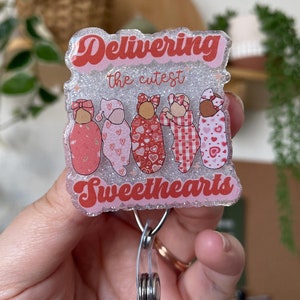 Valentine LD Nurse Nurse Badge Reel, Labor and Delivery RN Badge Reel, L and D Nurse, OBGYN, Obstetrics & Gynecology Nursing, Midwife Doula