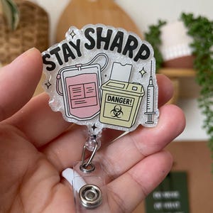 Phlebotomy badge reel, Phlebotomist badge reel, Cute phleb tech badge reel, Lab Tech Badge, Laboratory, Med Lab Tech Badge, Stay Sharp