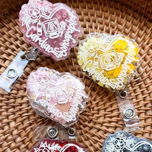 cardiac sonographer badge reel,  pediatric cardiac sonographer, ultrasound tech gift, RDMS badge reel, sonography student grad gift, echo