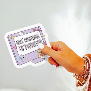 May include: A purple and white computer monitor sticker with the text "Will continue to monitor" and a small yellow sticky note that says "NURSE".