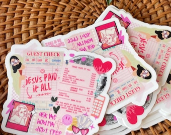 Funny Christian Stickers, Waterproof sticker for Bible, Jesus Sticker, Faith Scripture Sticker, Jesus Paid It All Sticker for Laptop Tumbler