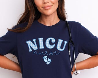Gingham NICU Shirt Neonatal Intensive Care Unit Nurse Tshirt NICU Nurse Shirt Neonatal Icu Nurse Tee Neonatal ICU Rn Nurse Practitioner