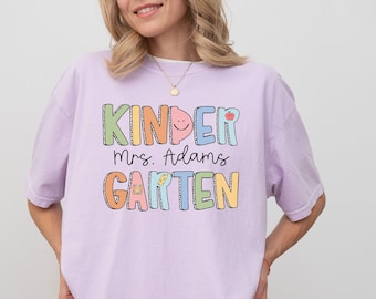 Custom Kindergarten Teacher Shirt Comfort Colors, K5 Teacher Tshirt, Back to School Teacher Shirt, Teacher Team Shirt, Teacher Matching Tee