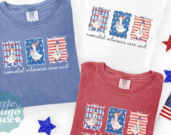4th of July NICU Nurse Shirt Comfort Colors, Patriotic Neonatal ICU RN Tee, Red White Blue Nurse Gift, Nicu Fourth of July T-Shirt