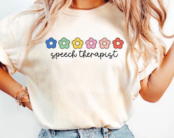 SLP Comfort Colors Shirt Gift for Speech Pathologist Daisy Unisex Crewneck Future Speech Therapist Team TShirt SLPA Tee Speech Therapy