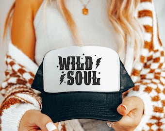 Wild Soul Trucker Hat, Red Western Trucker Hat, Vintage Inspired Aesthetic, Country Concert Hat for her, Trendy Cowgirl Hat