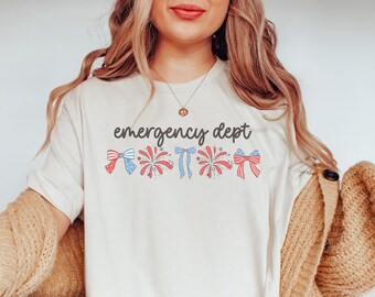ER Fourth of July Emergency Department Coquette Shirt July 4th ER Nurse Tshirt Emergency Room Tech Gift Emergency Nurse Gifts Emergency Dept
