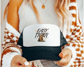 Easy Tiger Trucker Hat Vintage Inspired Aesthetic Retro Trucker Hat Roaring Tiger Foam Trucker Hat Gift for Her Girls Trip Hat