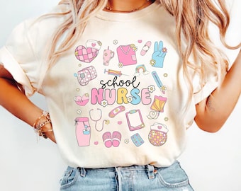 Elementary School Nurse Comfort Colors Shirt, Back to School Shirt, School Nurse Tee, Gift for School Nurse, Nursing School Grad Tshirt