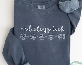 Rad Tech Sweatshirt Comfort Colors Xray Tech Sweatshirt Gift for Radiology Technologist Grad Radiology Crewneck CT Mri Tech X-Ray Shirt