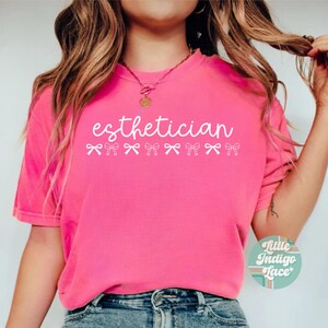 Coquette Esthetician Shirt Bow Esthi Tshirt Gift for Grad Licensed Esthetician T-shirt Bow Skin Therapist Tee Esthetics School Beautician