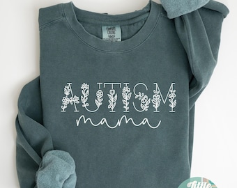 Autism Mama Sweatshirt Gift for Mom Floral Mothers Day Gift Autism Mom Sweater Proud Autism Awareness Support Crewneck Neurodiverse Mama tee