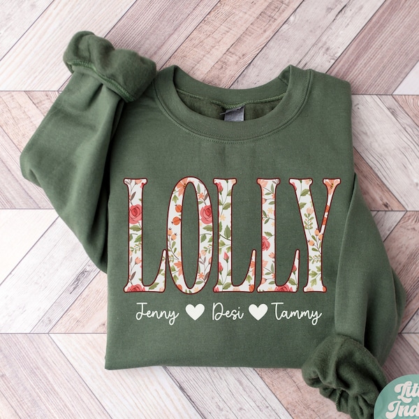 Lolly Personalized Sweatshirt New Grandma Gifts Custom Lolli Crewneck Sweater Grandmother Gifts Mothers Day Gift Promoted to Grandma