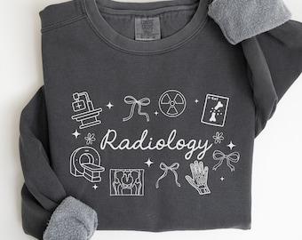 Coquette Radiology Sweatshirt Comfort Colors, X-Ray Tech Doodle Crewneck, Rad Tech Sweater, Radiology Nurse Shirt, CT Tech Sweatshirt