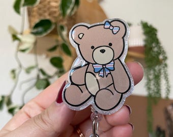 Teddy Bear Badge Reel, Pediatric Unit Nurse, gift for Neonatal ICU Rn, Labor & Delivery, Peds Picu Nicu, Mother Baby LD Nursing, OBGYN