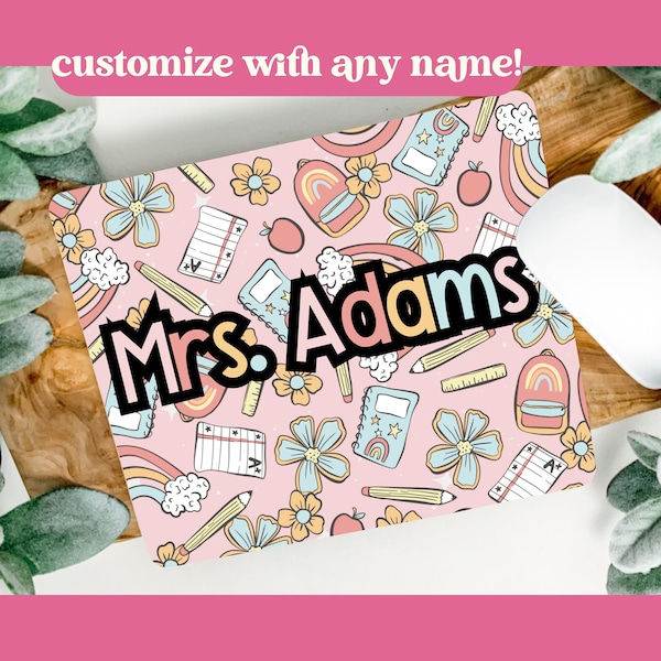 Custom Teacher Mousepad Gift Custom Teacher Appreciation Mousepad Teacher Personalized Mousepad Groovy Custom Name Mousepad