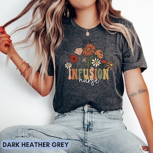 infusion nurse shirt floral IV infusion nurse t-shirt wildflower IV nurse tshirt intravenous therapy nurse specialist tee gift for oncology
