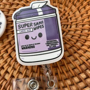 Sanitary Cloth Badge Reel Sanitizer Cloth Badge Gift for Nurse Registered Nurse Sani Cloth Medical Assistant Badge ICU Med Surg Aid Tech Cma Solid White