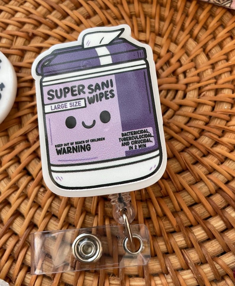 Sanitary Cloth Badge Reel Sanitizer Cloth Badge Gift for Nurse Registered Nurse Sani Cloth Medical Assistant Badge ICU Med Surg Aid Tech Cma Solid White
