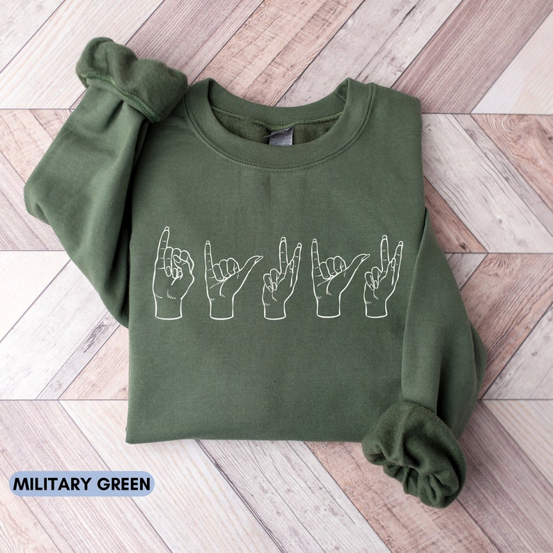 ASL Sweatshirt Funny, Gift for ASL Teacher, American Sign Language Crew ...