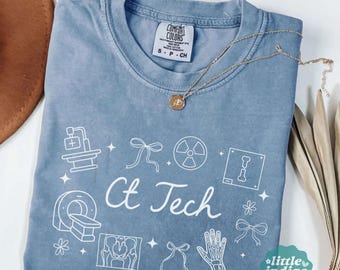 Camiseta Coquette CT Tech Comfort Colors Camiseta linda para técnico de radiología Regalo para tecnólogo de TC Camiseta de rayos X con lazo de garabatos
