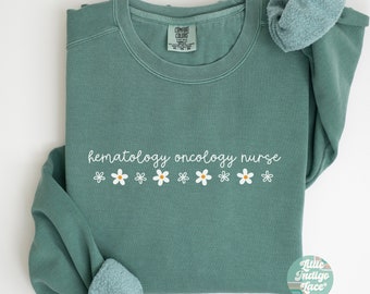 Minimal Hematology Oncology Nurse Sweatshirt, Hem Onc RN Sweatshirt, Gift for Hem-Onc Nurse, Oncology Unit Nurse Sweater, Peds Hem Onc