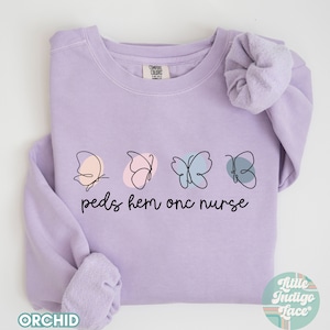 Butterfly Peds Hem Onc Nurse Sweatshirt, Gift for Oncology Nurse, Pediatric Hem Onc Rn Sweatshirt, Peds Hematology Oncology Sweater