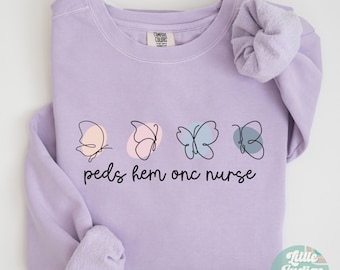 Butterfly Peds Hem Onc Nurse Sweatshirt, Gift for Oncology Nurse, Pediatric Hem Onc Rn Sweatshirt, Peds Hematology Oncology Sweater