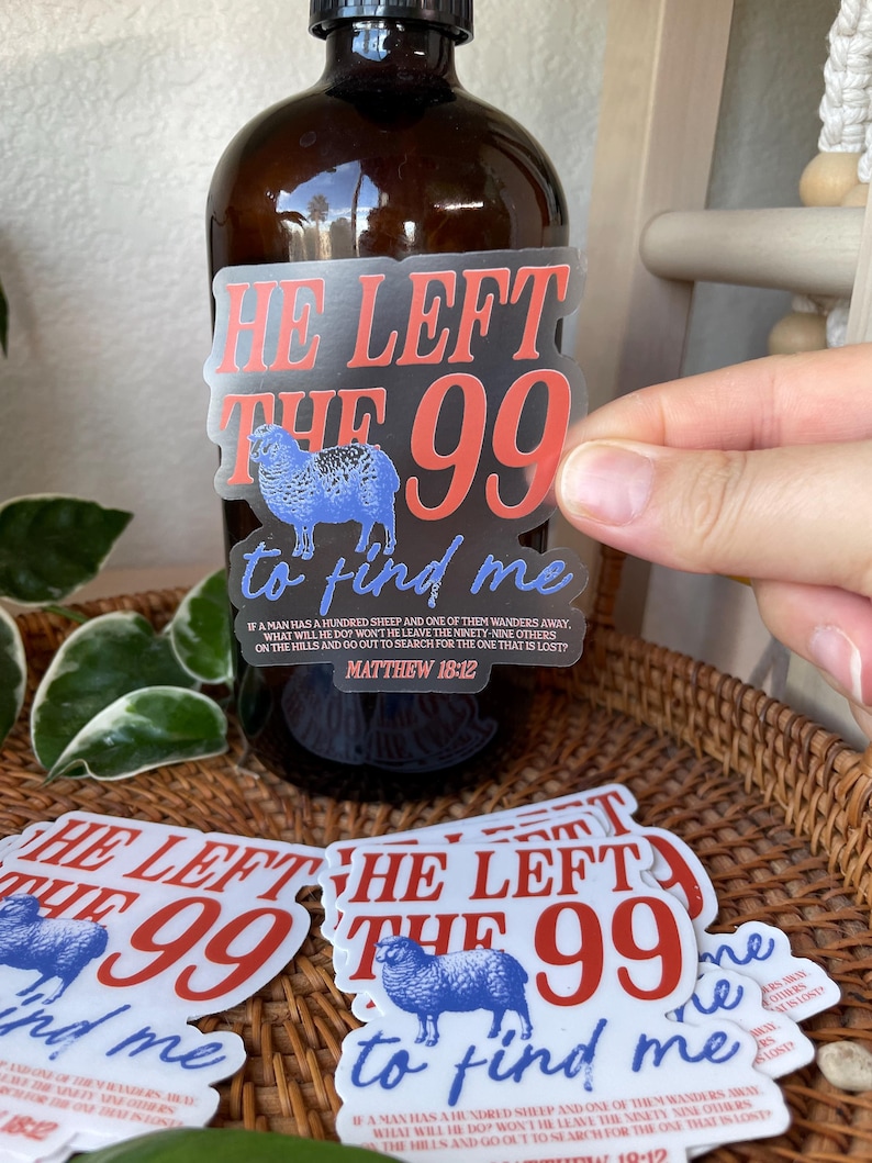 Lamb Christian Stickers, Waterproof Sticker for Bible, Jesus Sticker, Faith Scripture Sticker, He Left the 99 to Find Me Sticker for Laptop image 3