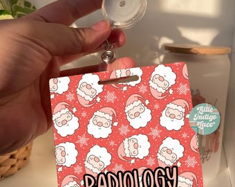 Christmas Nurse Badge Buddy Holder Gift for RN NICU Nurse Badge Buddy Santa Claus Badge Back CMA Holiday Oncology Badge for Er Icu Radiology