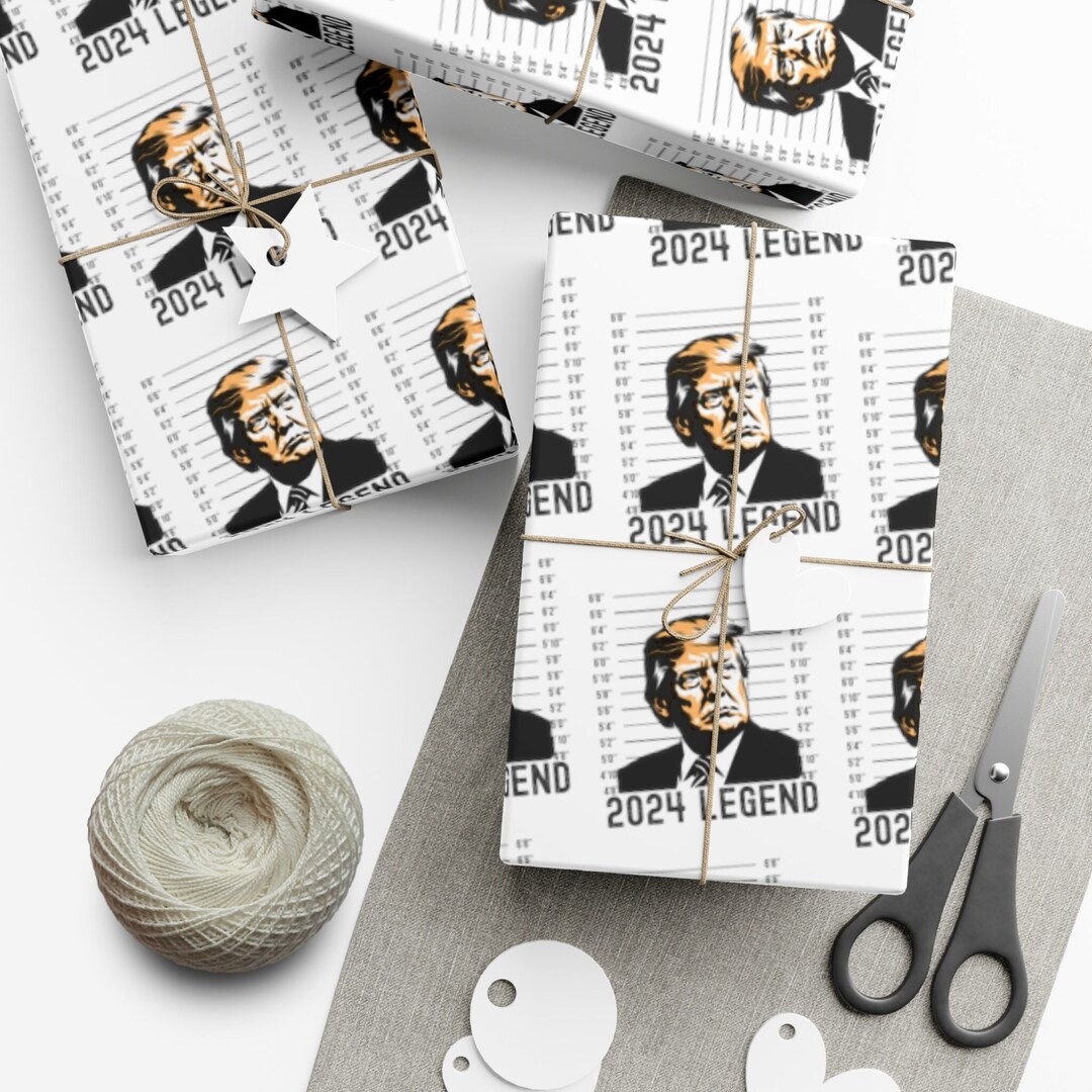 Trump Wrapping Paper Funny Gift Wrap Trump Mug Shot Gag Gift Idea for