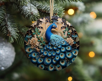 Peacock Christmas Ornament Peacock ornament 2023 Winter peacock Ornament for Christmas Gift for Peacock lover Blue bird ornament